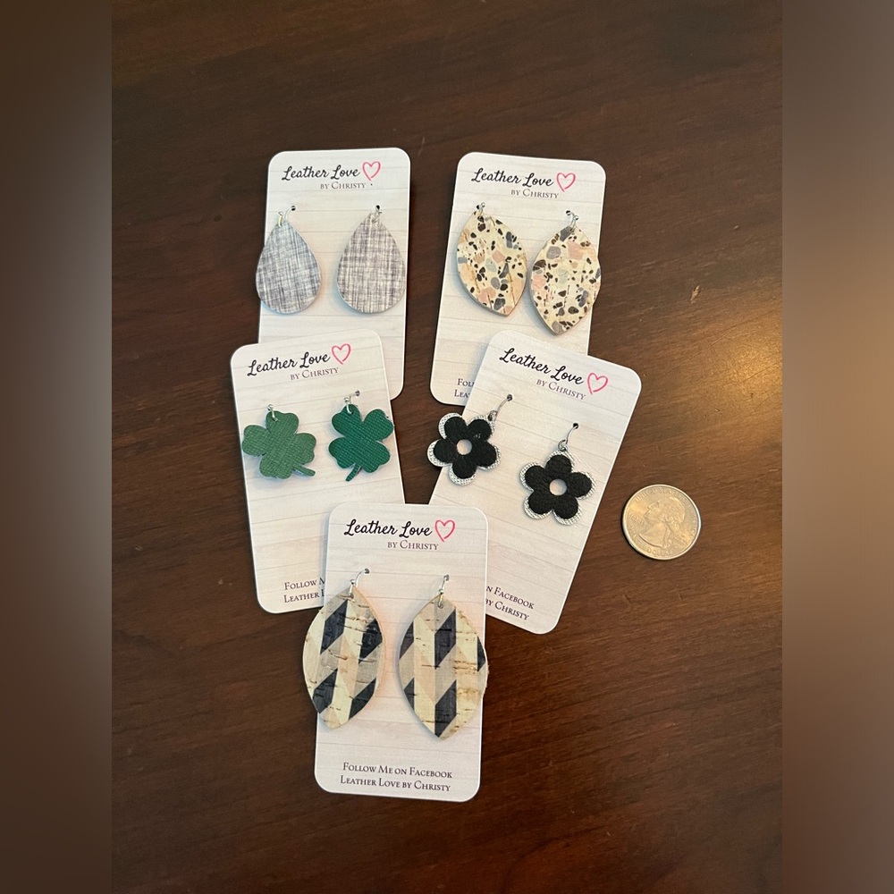 Set of five handmade pairs of earrings
